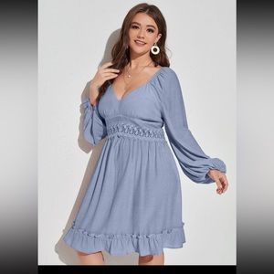 New with tags SHEIN 4x dress with lace midriff cool toned pale blue